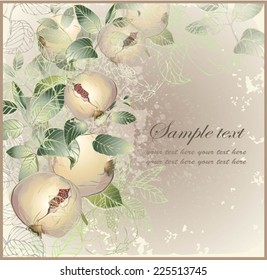 Illustration garnet tree.  Vintage background with garnet tree. Rich wine background.