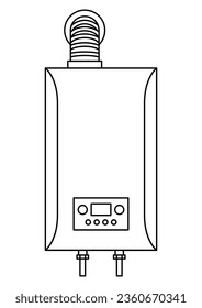 Illustration of gas boiler. Industrial image of plumbing object.