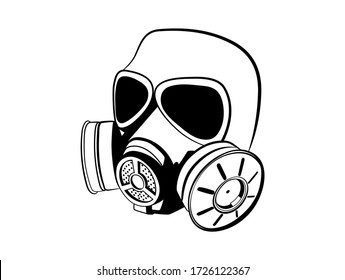 Illustration of gas mask isolated on white background. Biohazard. Coronavirus alert