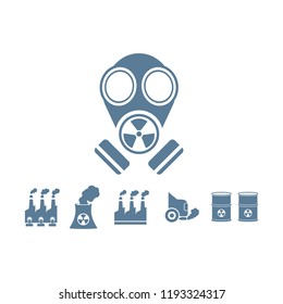 illustration of gas mask with pollution vector background
