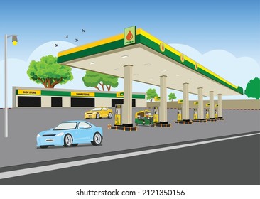 Illustration of Gas Station for fueling the car and auto