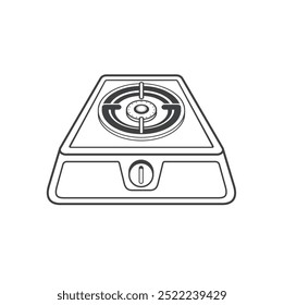 illustration of gas stove, cooking ware, vector art.