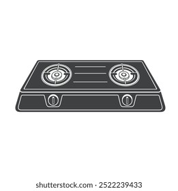 illustration of gas stove, cooking ware, vector art.