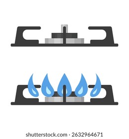 Illustration of a gas stove seen from the side