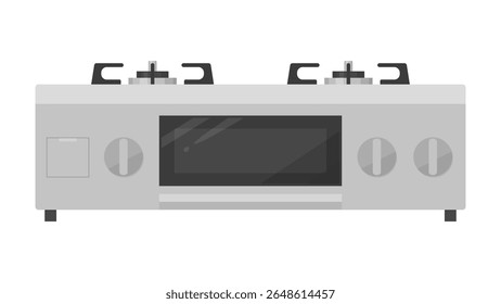 Illustration of a gas stove seen from the side