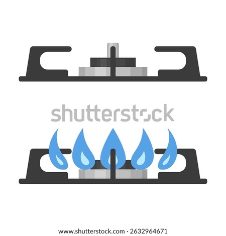 Illustration of a gas stove seen from the side