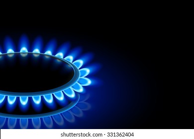 illustration of gas stove in three views on dark background