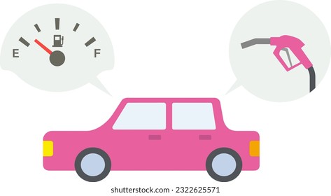 Illustration of a gasoline car that needs refueling