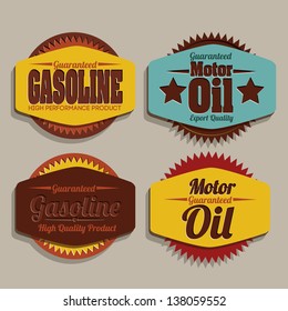 Illustration of the gasoline industry, motor oil label, vector illustration