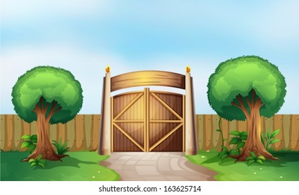 Illustration of a gated park