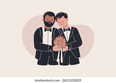 Ilustração de Casal Gay Casando-se