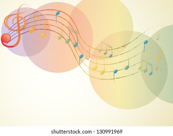 Illustration of the G-clef and the musical notes on a white background