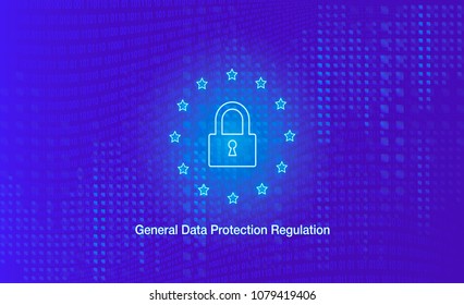 Illustration for GDRP - General Data Protection Regulation at 25 may 2018.
 Technological Background with Binary Code. 