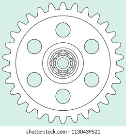 Illustration of the gear with ball bearing inside