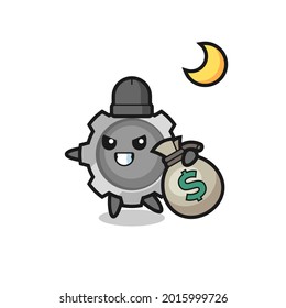 Illustration of gear cartoon is stolen the money , cute style design for t shirt, sticker, logo element