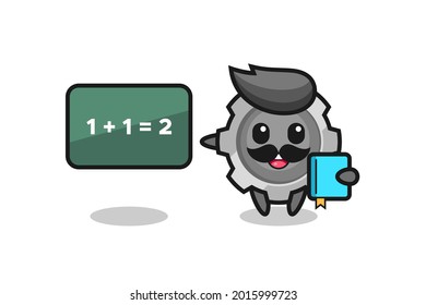 Illustration of gear character as a teacher , cute style design for t shirt, sticker, logo element