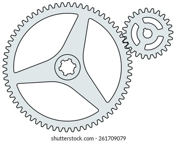 Illustration of the gear wheel and pinion