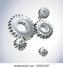  illustration of gear wheels system over white background