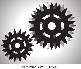 illustration of gear wheels system over white background