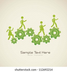 Illustration of gears forming a mountain, vector illustration