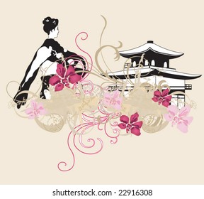 Illustration of a geisha