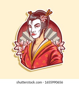 illustration of geisha japanese culture premium vector