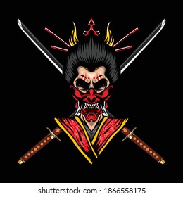 Illustration of geisha warrior available for your custom project