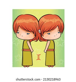 Illustration of gemini zodiac sign