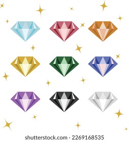 Illustration of gems of various colors