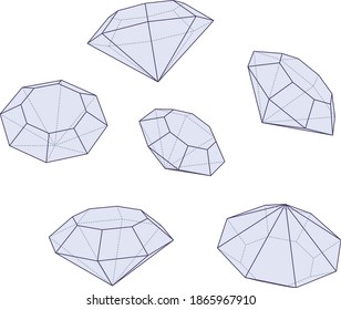 Illustration von Edelsteinen aus verschiedenen Blickwinkeln