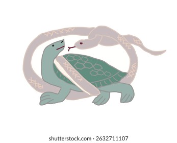 Illustration of Genbu, the guardian of the north, one of the four gods