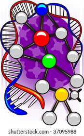 Illustration of  gene with DNA model	