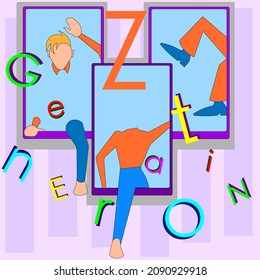 illustration of generation z with digital penetration through modern technologies