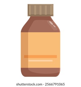 Illustration of a generic medicine bottle with flat design and blank label, isolated on white background  vector graphic clipart for medication, healthcare, and pharmaceutical concepts