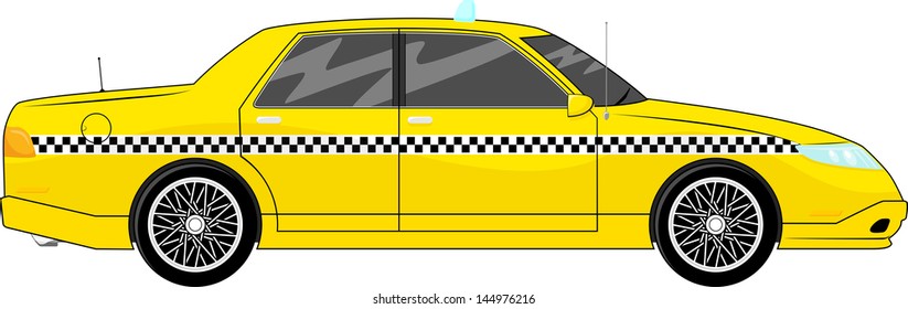 illustration of generic yellow taxi car isolated on white background