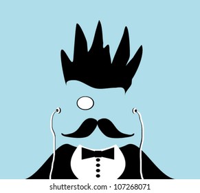 illustration of gentleman with monocle and wild hair