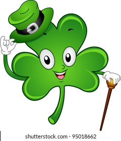 Illustration of a Gentlemanly Shamrock Mascot