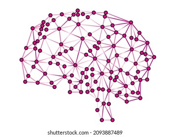 Illustration of a geometric brain. Line art, network, technology image graphic material