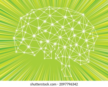 Illustration of a geometric brain. Network, technology image graphic material. Concentrated line background