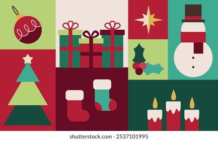 illustration with geometric christmas background