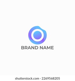 ILUSTRACIÓN CÍRCULO GEOMÉTRICO AZUL COLOR GRADIENTE TECNODISEÑO VECTOR DE ICONO DE LOGOTIPO