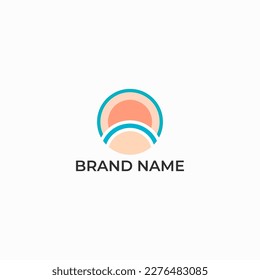 ILLUSTRATION GEOMETRIC CIRCLE FLAT COLOR TECH DESIGN LOGO ICON VECTOR