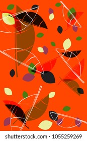 illustration of geometric design of leaf subjects with color overlay techniques for appropriate products.