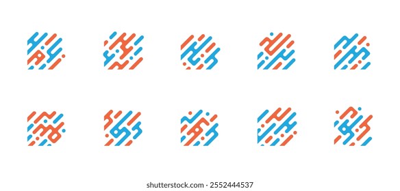 Illustration of Geometric Fluid Pattern Corner Shape Pack