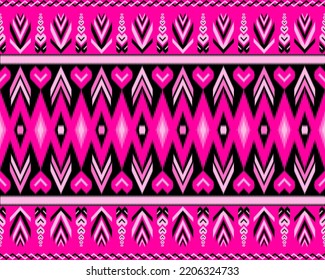 Illustration geometric ikat ethnic pattern design,ikat ethnic pattern black pink colors concept,ikat ethnic pattern style idea for wallpaper,ornaments,decorative,print,fabric, textile,background,cover