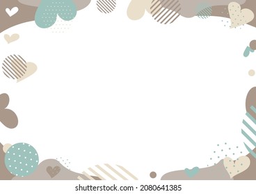 illustration of Geometric pattern and heart pattern frame