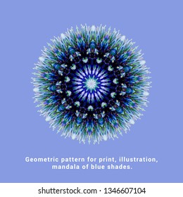Illustration, geometric pattern for print on a purple background.
