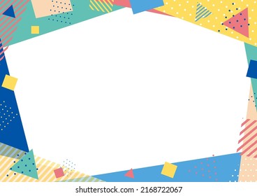 illustration of Geometric square and triangle pattern frame