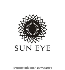 Illustration geometric sun logo vector minimalist circle black and white