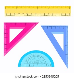 Ilustración de la geometría Kit aislada en fondo blanco. Conjunto moderno de elementos de matemáticas escolares.